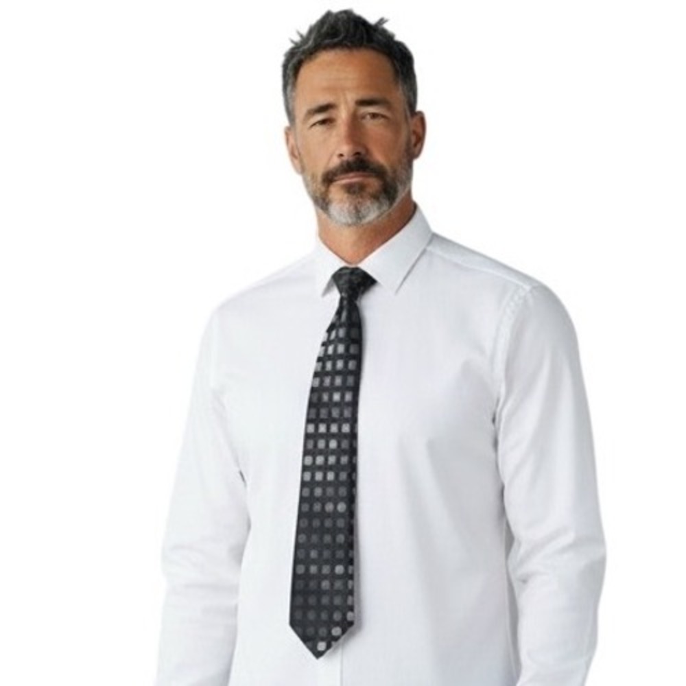 Sean John Necktie Black Gray Shadow Geometric Grid Pattern 100% Silk Designer